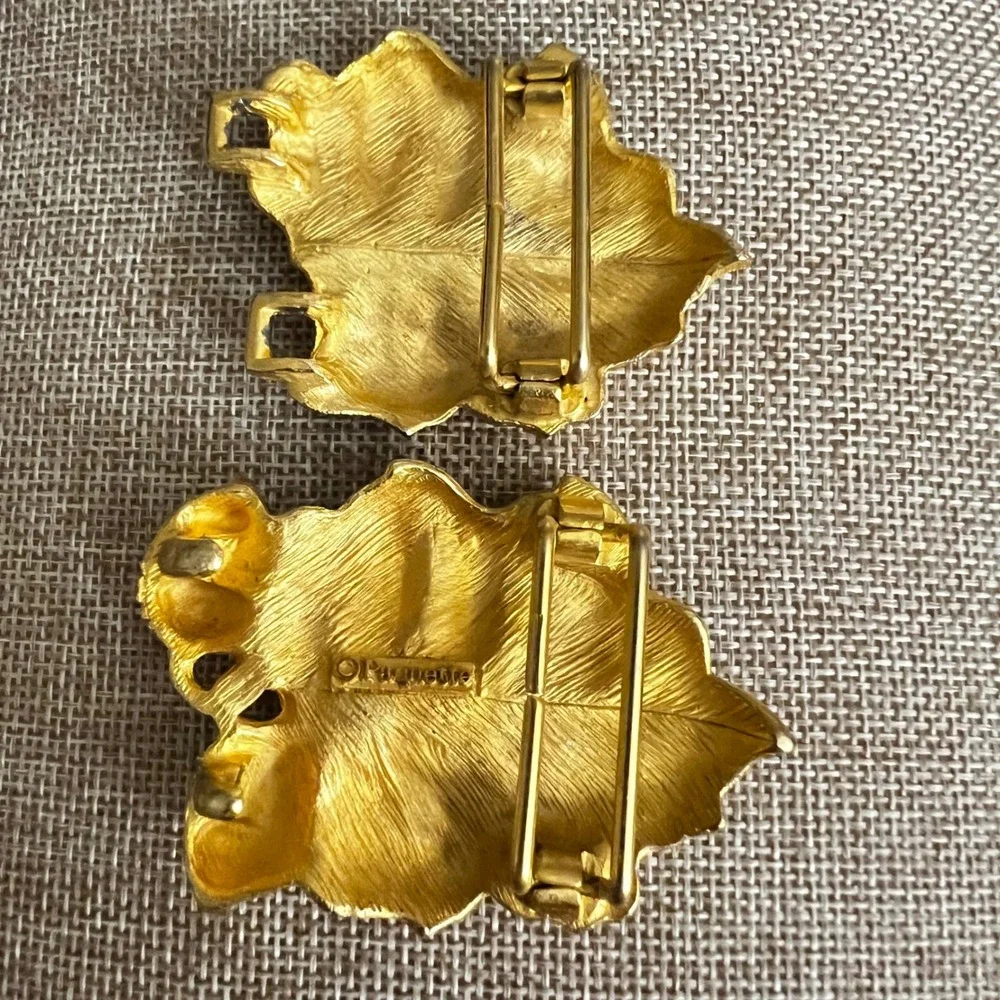 Vintage Paquette Gold Tone Leaf and Acorn Belt Buckle Medium Cottagecore